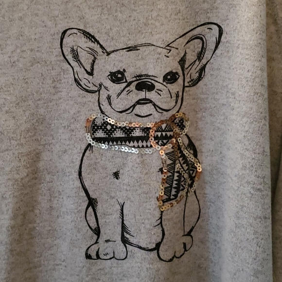 Faded Glory Tops - ‼French Bulldog (Frenchie) long-sleeved sequin top
